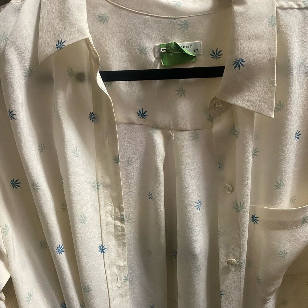 Equipment 420 palm print silk blouse